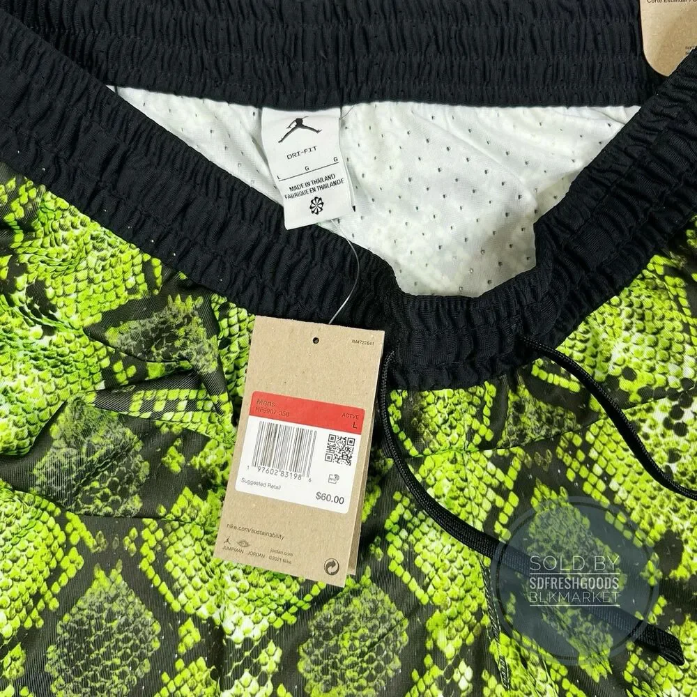 Jordan Brand Men's Dri-FIT Mesh Diamond Shorts  Electric Green HF9907-358 Size L